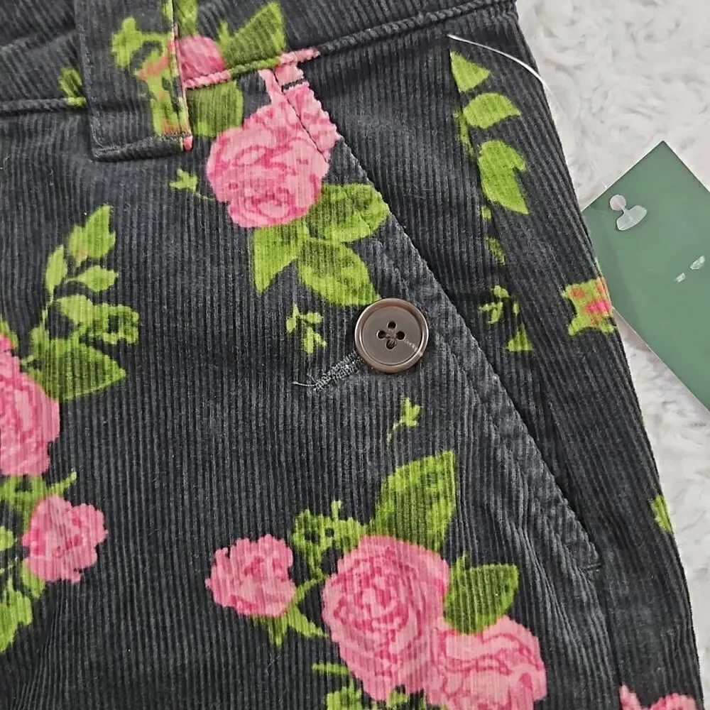 Wild Fable Corduroy black skirt with roses floral print size 00 New With Tags - Picture 4 of 6